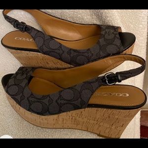 Authentic Coach Sandal Wedges Like New 8.5 Black